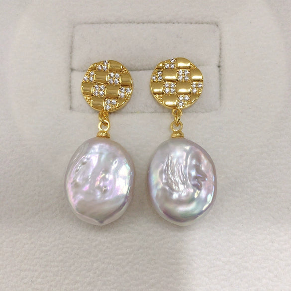 Women Fashion Ol Natural Freshwater Baroque Pearl Earrings With S925 Sterling Silver Needle And 18K Goldfilled And Alien Shape