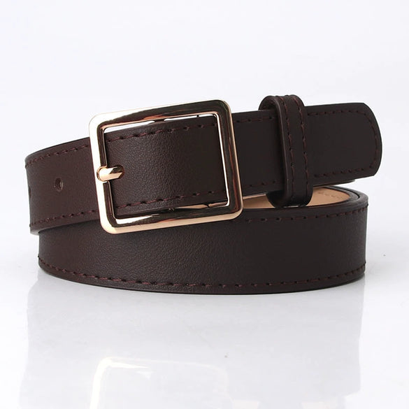 Women Fashion Pu Leather Decorative Belt Minimalist All Match Pin Buckle Belt For Coat Sweater Jeans And Trousers
