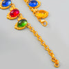 Women Fashion Retro Exaggerated Colorful Oval Alloy Resin Necklace With Geometric Style And Snake Bone Chain
