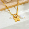 Women Fashion Simple Creative Stainless Steel Butterfly Drop Shape Pendant Necklace With Asymmetric Cross Chain And Electroplating Design