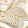 Women Fashion Stainless Steel And Titanium Steel Necklace And Bracelet With Diamond Tassel And Geometric Pattern Electroplated