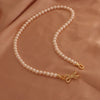 Women Freshwater Pearl Necklace Alloy Copper Beads Flower Buckle Electroplating Fashion Retro Design