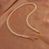 Women Freshwater Pearl Necklace Alloy Copper Beads Flower Buckle Electroplating Fashion Retro Design