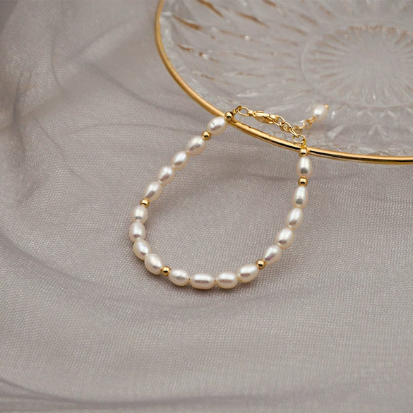 Women Handmade Baroque Freshwater Pearl Geometry Bracelet