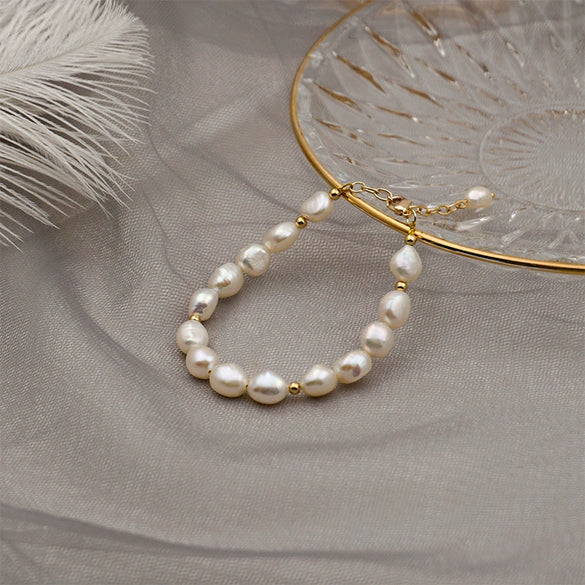 Women Handmade Baroque Freshwater Pearl Geometry Bracelet