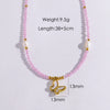 Women Handmade Natural Pearl Natural Stone Huangbei Crystal Stainless Steel Geometric Style Necklace With Electroplating