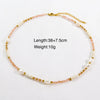 Women Handmade Natural Pearl Natural Stone Huangbei Crystal Stainless Steel Geometric Style Necklace With Electroplating