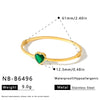 Women Heart Shaped Geometric Stainless Steel Bracelet With 18K Vacuum Plating White Shell Rhinestone And Natural Stone Inlay