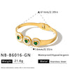 Women Heart Shaped Geometric Stainless Steel Bracelet With 18K Vacuum Plating White Shell Rhinestone And Natural Stone Inlay