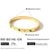 Women Heart Shaped Geometric Stainless Steel Bracelet With 18K Vacuum Plating White Shell Rhinestone And Natural Stone Inlay