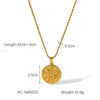Women Hip Hop Punk Stainless Steel And Titanium Steel Necklace With Sun Totem Pendant And Geometric Styling And Electroplating Treatment