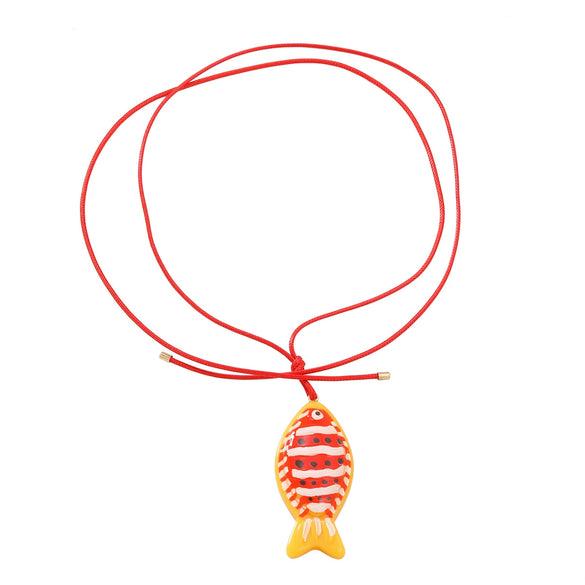 Women Jewelry Tropical Fish Clown Fish Pendant Necklace Earrings Set Plastic Resin Alloy Handmade Snake Bone Chain Animals Zodiac Style