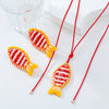 Women Jewelry Tropical Fish Clown Fish Pendant Necklace Earrings Set Plastic Resin Alloy Handmade Snake Bone Chain Animals Zodiac Style