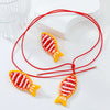 Women Jewelry Tropical Fish Clown Fish Pendant Necklace Earrings Set Plastic Resin Alloy Handmade Snake Bone Chain Animals Zodiac Style