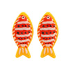 Women Jewelry Tropical Fish Clown Fish Pendant Necklace Earrings Set Plastic Resin Alloy Handmade Snake Bone Chain Animals Zodiac Style