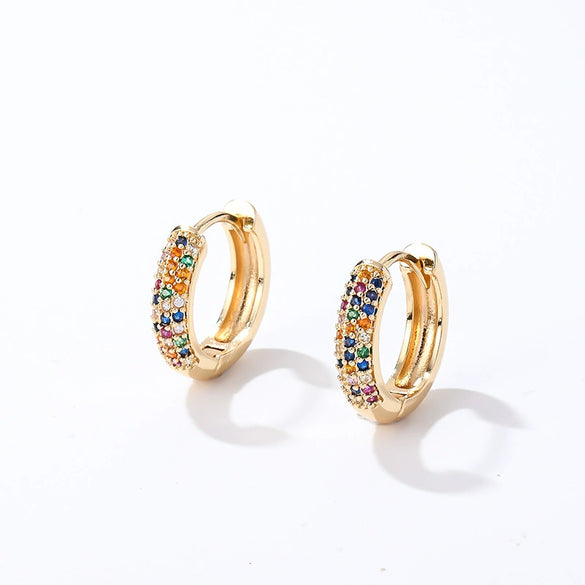 Women Light Luxury Round Cartoon Zircon Inlaid Copper Earrings Simple Style
