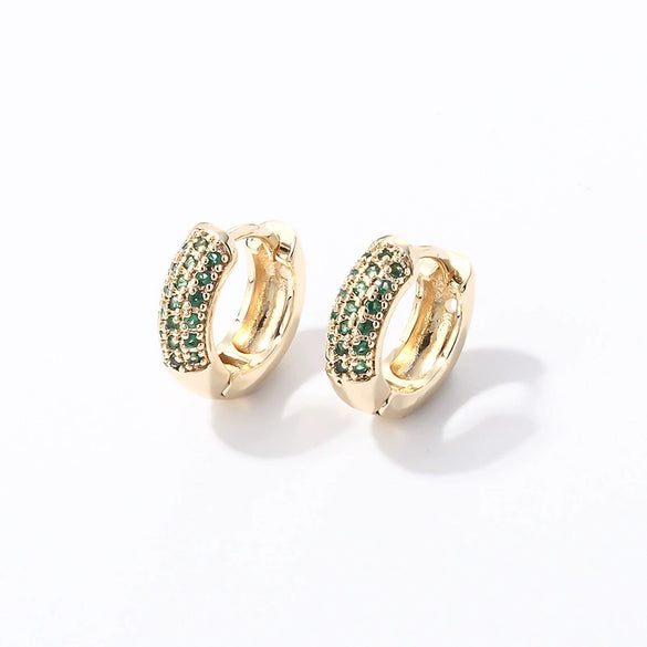 Women Light Luxury Round Cartoon Zircon Inlaid Copper Earrings Simple Style