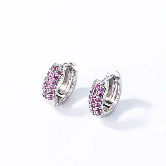 Women Light Luxury Round Cartoon Zircon Inlaid Copper Earrings Simple Style