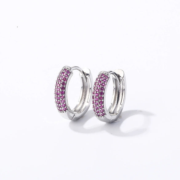 Women Light Luxury Round Cartoon Zircon Inlaid Copper Earrings Simple Style