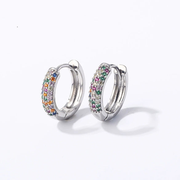 Women Light Luxury Round Cartoon Zircon Inlaid Copper Earrings Simple Style