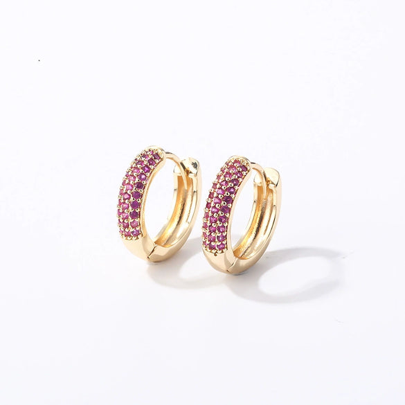 Women Light Luxury Round Cartoon Zircon Inlaid Copper Earrings Simple Style