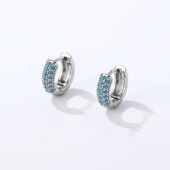 Women Light Luxury Round Cartoon Zircon Inlaid Copper Earrings Simple Style