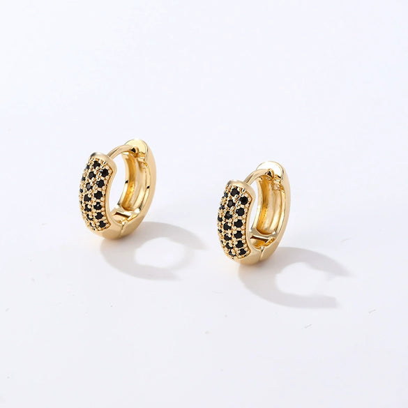 Women Light Luxury Round Cartoon Zircon Inlaid Copper Earrings Simple Style