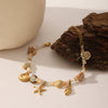 Women Marine Wind Stainless Steel Bracelet With Starfish Conch Shell Combination Vacuum Plating Manual