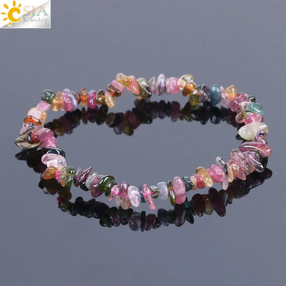 Women Natural Stone Minimalist Handmade Irregular Gravel Crystal Chip Bracelet