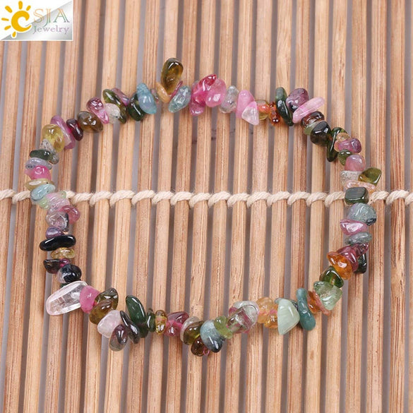 Women Natural Stone Minimalist Handmade Irregular Gravel Crystal Chip Bracelet