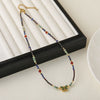 Women Natural Stone Pendant Necklace With Czech Beads Lapis Lazuli African Pine Red Agate Geometric Handmade
