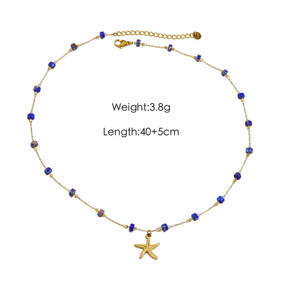 Women Necklace Stainless Steel Titanium Steel Natural Pearl Beaded Handmade Geometric Heart Shape Pendant