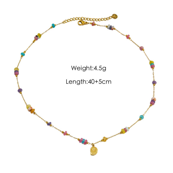 Women Necklace Stainless Steel Titanium Steel Natural Pearl Beaded Handmade Geometric Heart Shape Pendant
