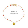 Women Necklace Stainless Steel Titanium Steel Natural Pearl Beaded Handmade Geometric Heart Shape Pendant