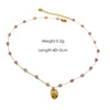 Women Necklace Stainless Steel Titanium Steel Natural Pearl Beaded Handmade Geometric Heart Shape Pendant