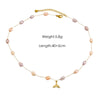 Women Necklace Stainless Steel Titanium Steel Natural Pearl Beaded Handmade Geometric Heart Shape Pendant