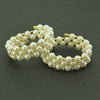 Women Pearl Handmade Geometric Threelayer Spiral Wide Bracelet