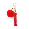 Women Pendant Fur Ball Leather Tassel Keychain Plush Accessories