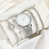 Women Quartz Watch Alloy Mesh Band Round Dial Stainless Steel Clasp Fashion Style