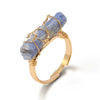 Women Retro Handmade Natural Citrine Geometric Ring With Irregular Rough Crystal Stone
