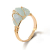 Women Retro Handmade Natural Citrine Geometric Ring With Irregular Rough Crystal Stone