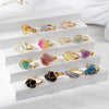 Women Retro Handmade Natural Citrine Geometric Ring With Irregular Rough Crystal Stone