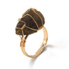 Women Retro Handmade Natural Citrine Geometric Ring With Irregular Rough Crystal Stone