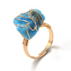 Women Retro Handmade Natural Citrine Geometric Ring With Irregular Rough Crystal Stone