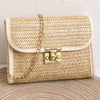Women'S Straw Solid Color Vacation Square Flip Cover Square Bag