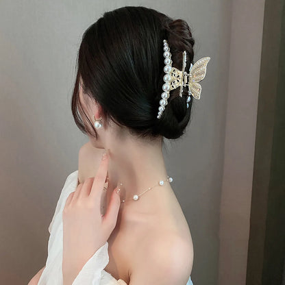 Women'S Baroque Style Fashion Butterfly Alloy Headwear Plating Artificial Rhinestones Artificial Pearl Hair Claws