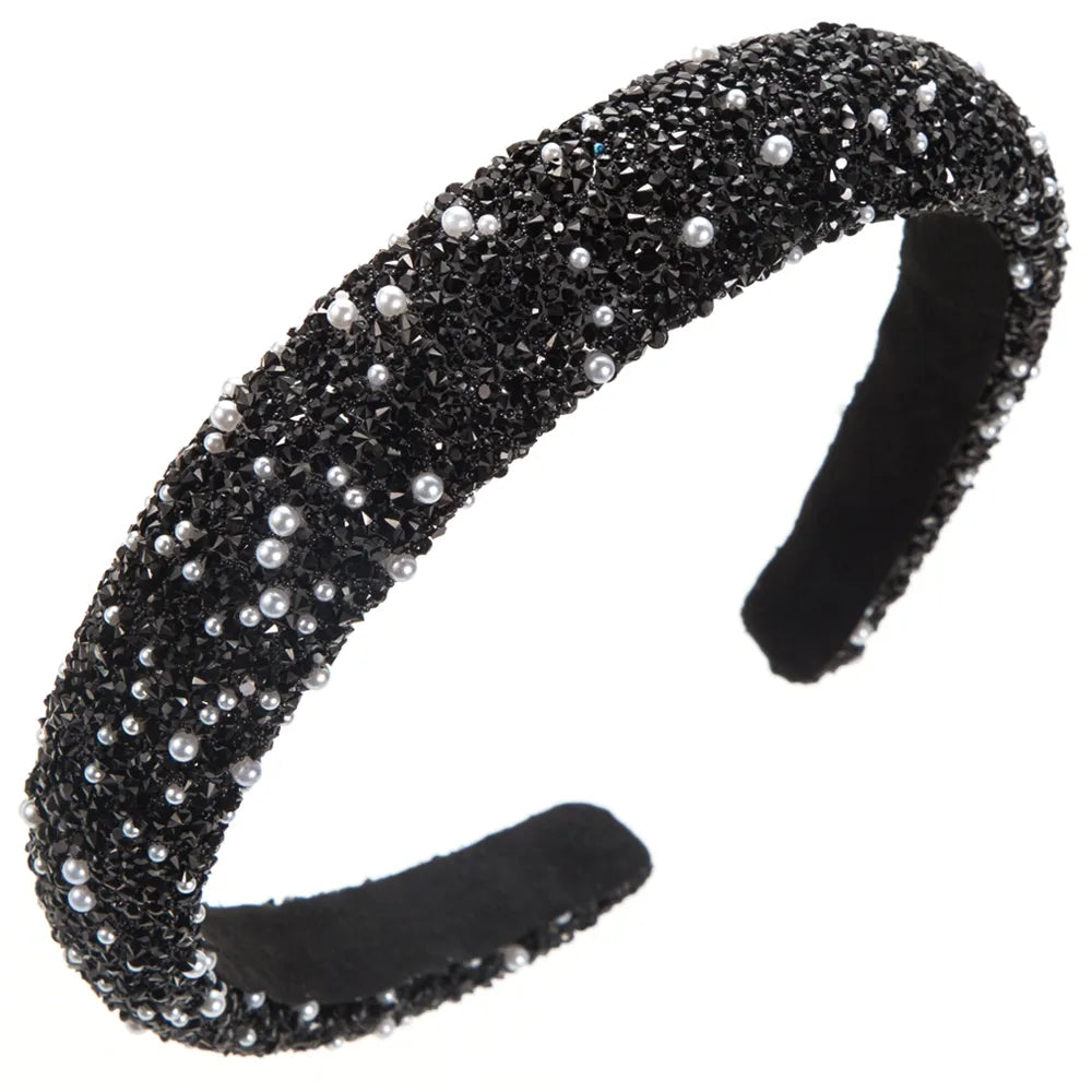 Women'S Baroque Style Simple Style Classic Style Color Block Cloth Inlay Rhinestones Pearl Hair Band