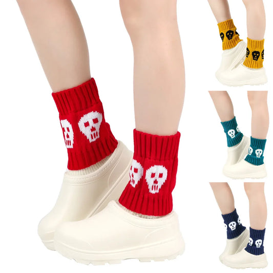 Women'S Basic Color Block Skull Polyacrylonitrile Fiber Jacquard Crew Socks A Pair