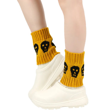 Women'S Basic Color Block Skull Polyacrylonitrile Fiber Jacquard Crew Socks A Pair