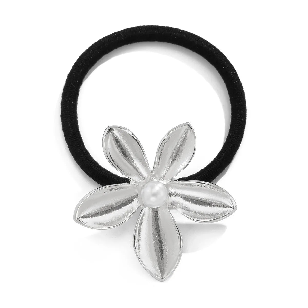 Women'S Basic Flower Imitation Pearl Alloy Hair Tie